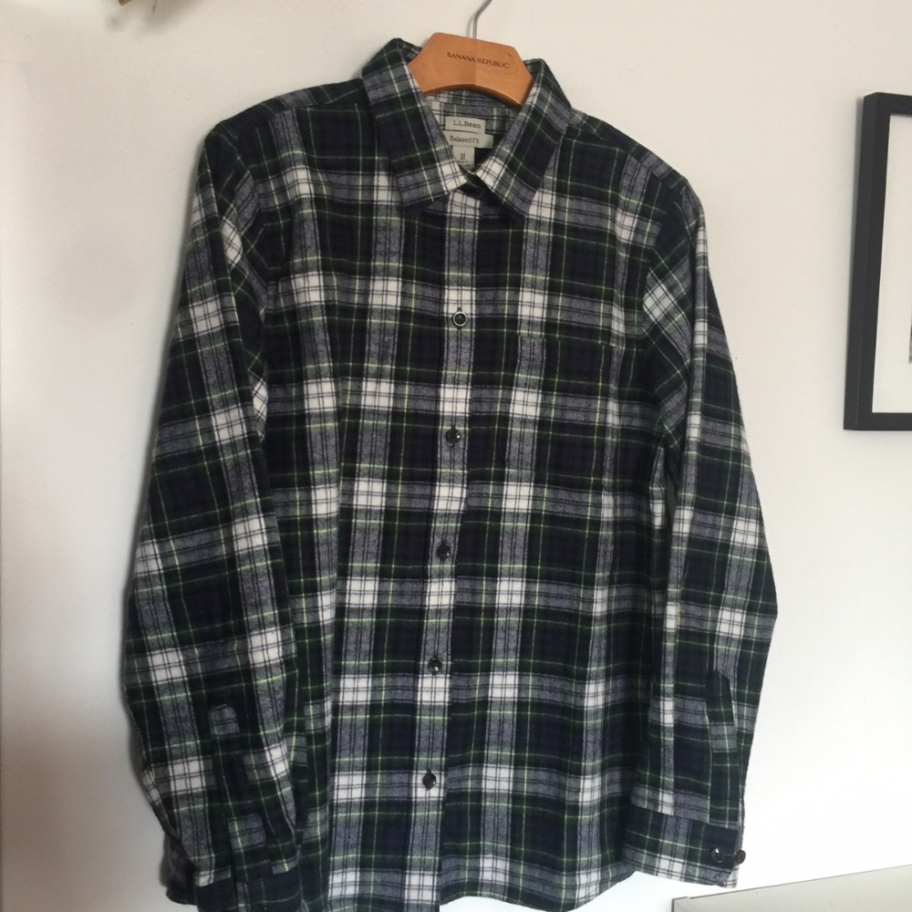 L.L. Bean W's Plaid Flannel Shirt Dress Gordon Med